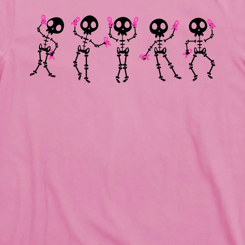 Funny Breast Cancer Awareness Dancing Halloween Skeletons T-Shirt