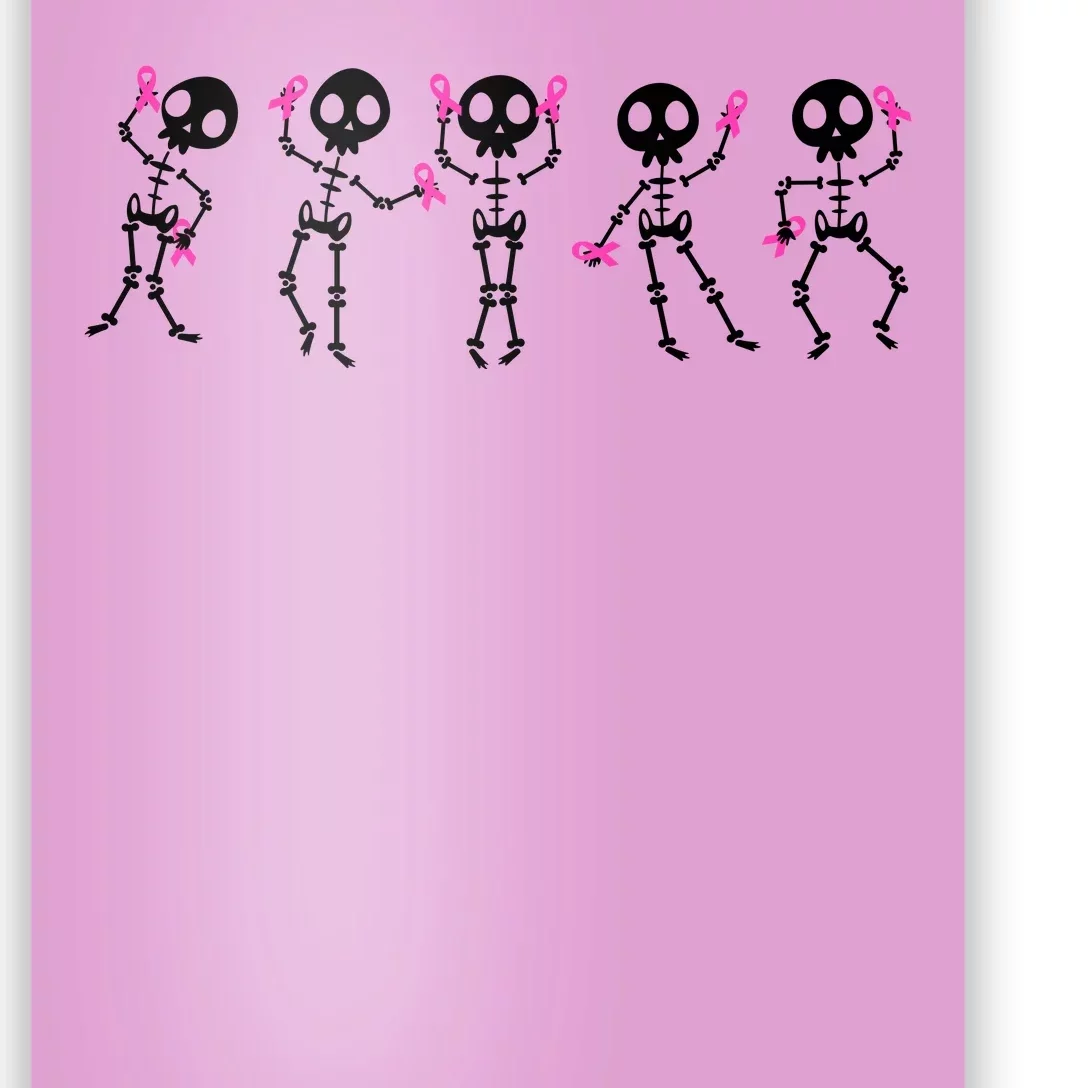 Funny Breast Cancer Awareness Dancing Halloween Skeletons Poster