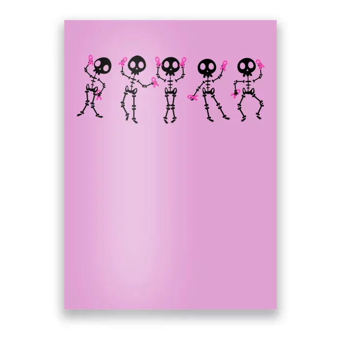 Funny Breast Cancer Awareness Dancing Halloween Skeletons Poster