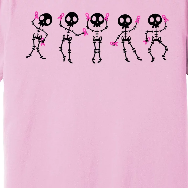 Funny Breast Cancer Awareness Dancing Halloween Skeletons Premium T-Shirt