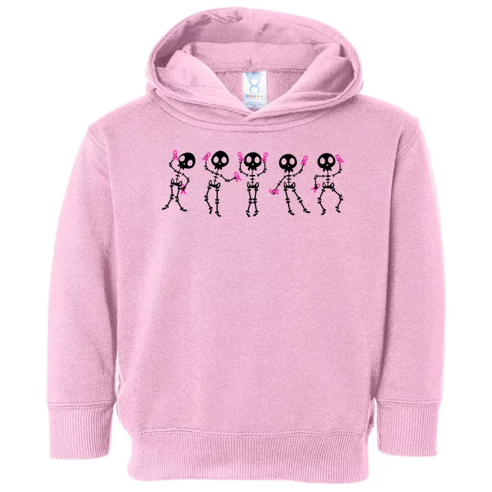 Funny Breast Cancer Awareness Dancing Halloween Skeletons Toddler Hoodie