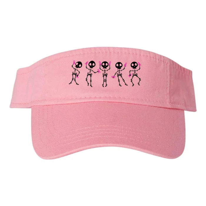 Funny Breast Cancer Awareness Dancing Halloween Skeletons Valucap Bio-Washed Visor