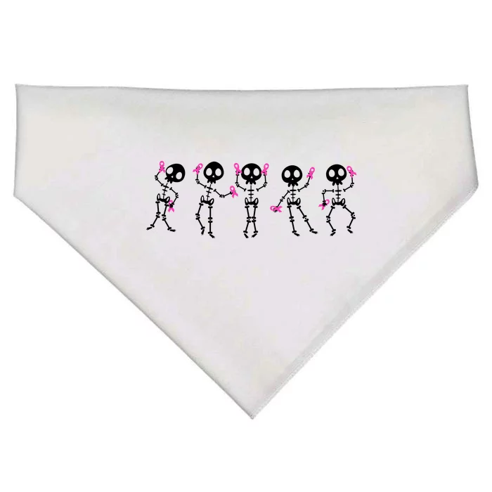 Funny Breast Cancer Awareness Dancing Halloween Skeletons USA-Made Doggie Bandana