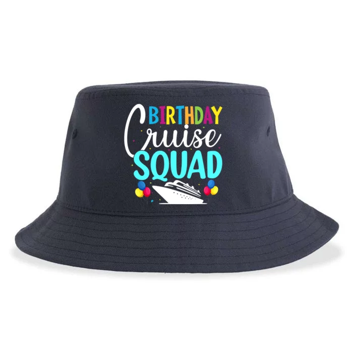 Funny Birthday Cruise Squad Cruising Ship Vacation Party Sustainable Bucket Hat