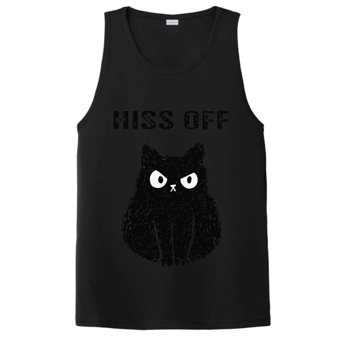 Funny Black Cat Hiss Off Meow Cat Performance Tank