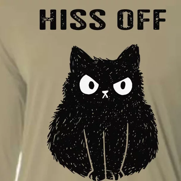 Funny Black Cat Hiss Off Meow Cat Cooling Performance Long Sleeve Crew