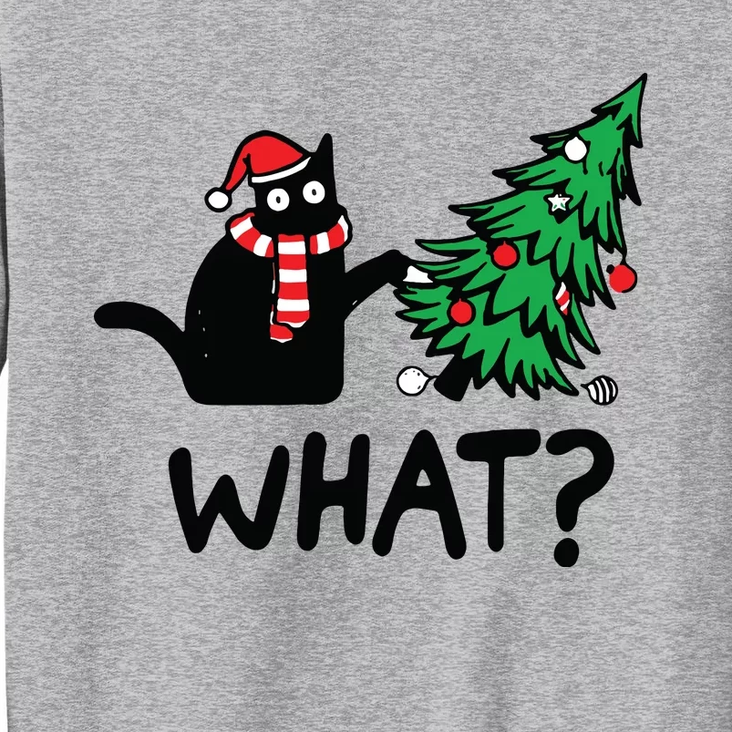 Funny Black Cat Gift Pushing Christmas Tree Over Cat What Sweatshirt