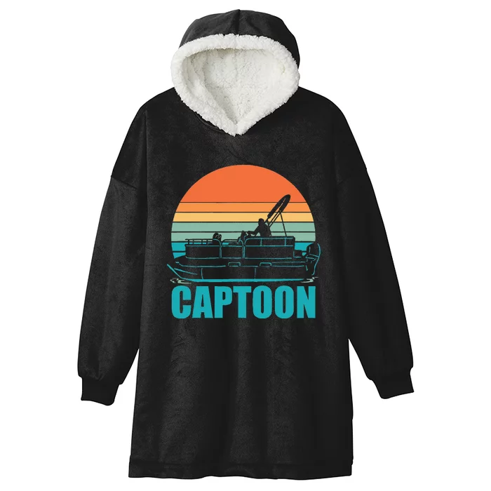 Funny Boating Captoon Pontoon Tritoon Captain Pontoon Boat Hooded Wearable Blanket