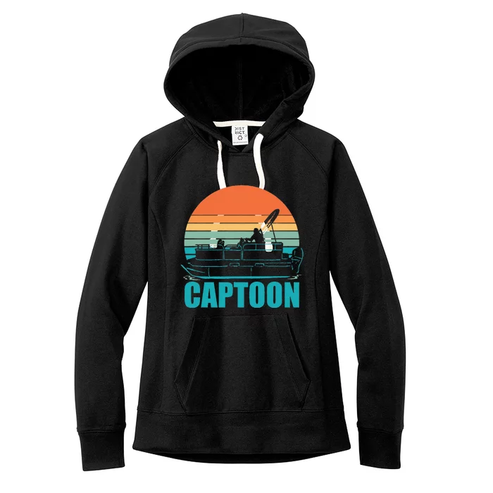 Funny Boating Captoon Pontoon Tritoon Captain Pontoon Boat Women's Fleece Hoodie