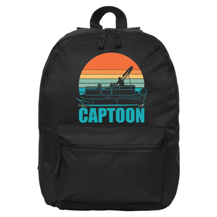 Funny Boating Captoon Pontoon Tritoon Captain Pontoon Boat 16 in Basic Backpack