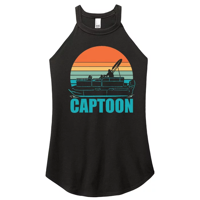 Funny Boating Captoon Pontoon Tritoon Captain Pontoon Boat Women’s Perfect Tri Rocker Tank