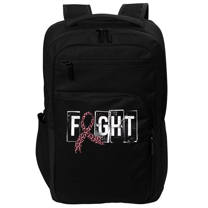 Fight Breast Cancer Awareness Leopard Ribbon Impact Tech Backpack