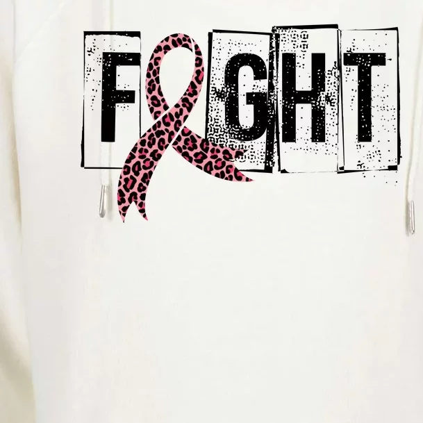 Fight Breast Cancer Awareness Leopard Ribbon Womens Funnel Neck Pullover Hood