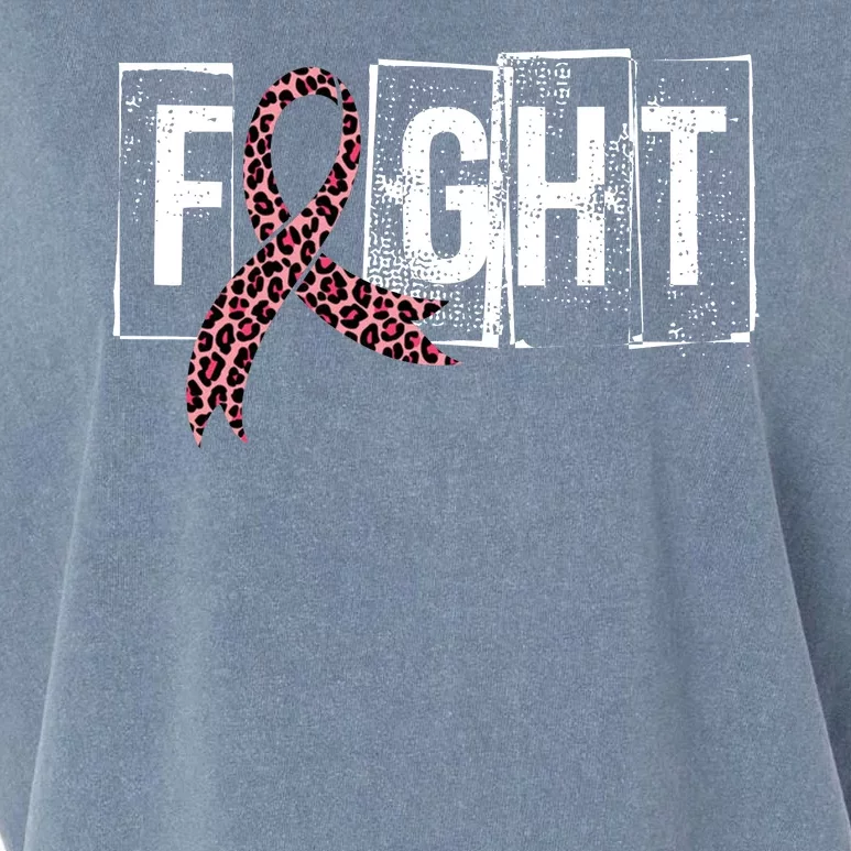 Fight Breast Cancer Awareness Leopard Ribbon Garment-Dyed Women's Muscle Tee