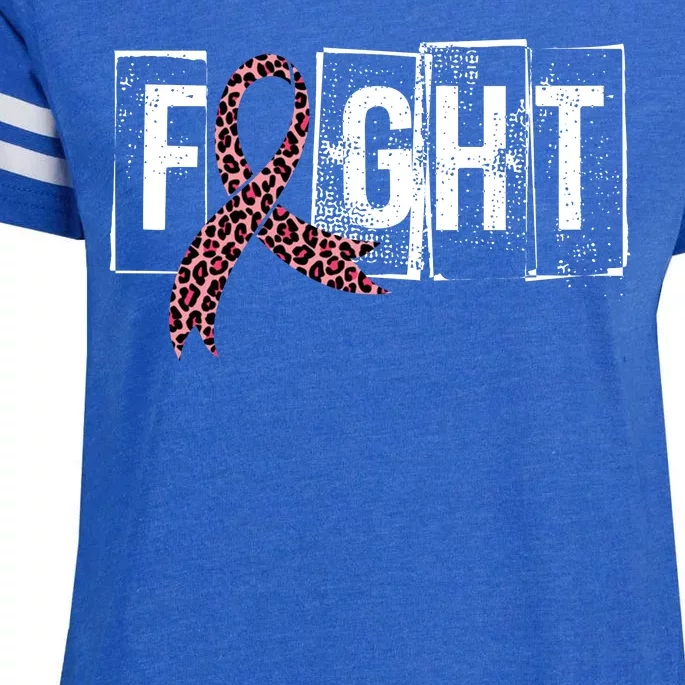 Fight Breast Cancer Awareness Leopard Ribbon Enza Ladies Jersey Football T-Shirt