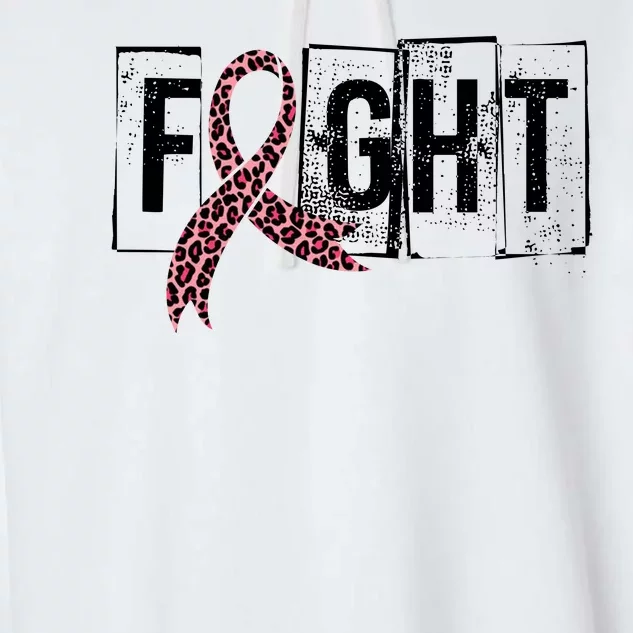 Fight Breast Cancer Awareness Leopard Ribbon Garment-Dyed Fleece Hoodie