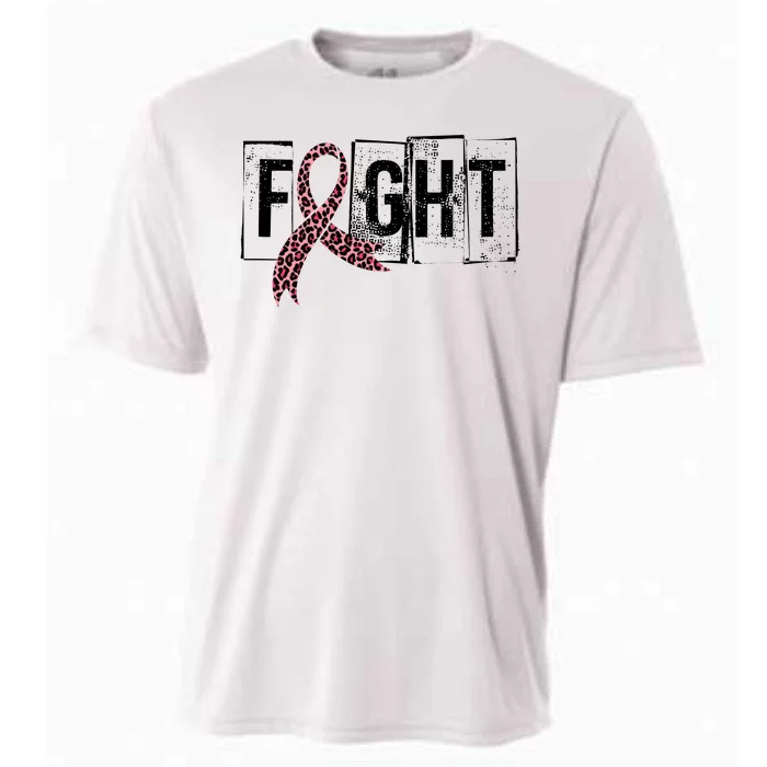 Fight Breast Cancer Awareness Leopard Ribbon Cooling Performance Crew T-Shirt