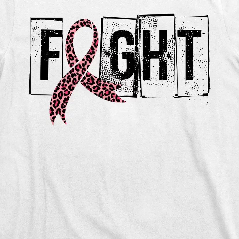 Fight Breast Cancer Awareness Leopard Ribbon T-Shirt