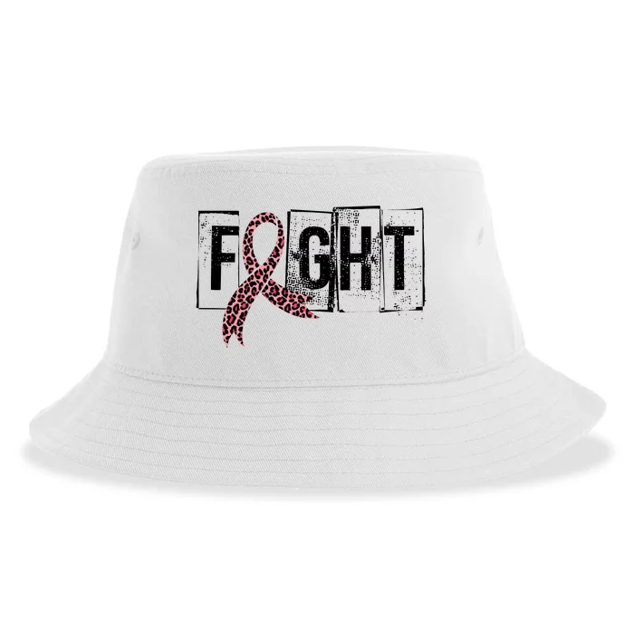 Fight Breast Cancer Awareness Leopard Ribbon Sustainable Bucket Hat