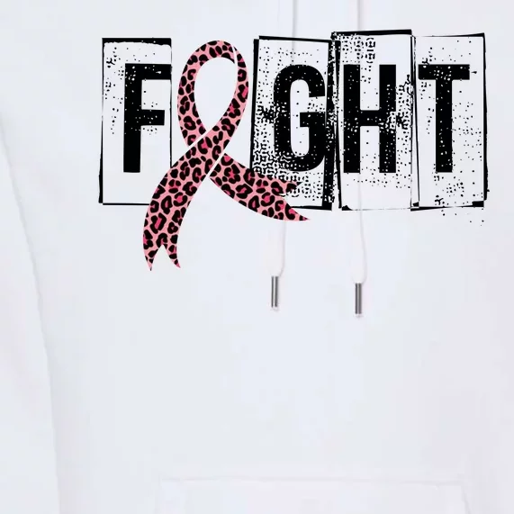 Fight Breast Cancer Awareness Leopard Ribbon Premium Hoodie