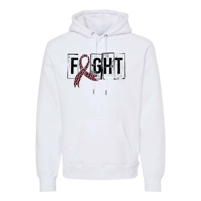 Fight Breast Cancer Awareness Leopard Ribbon Premium Hoodie