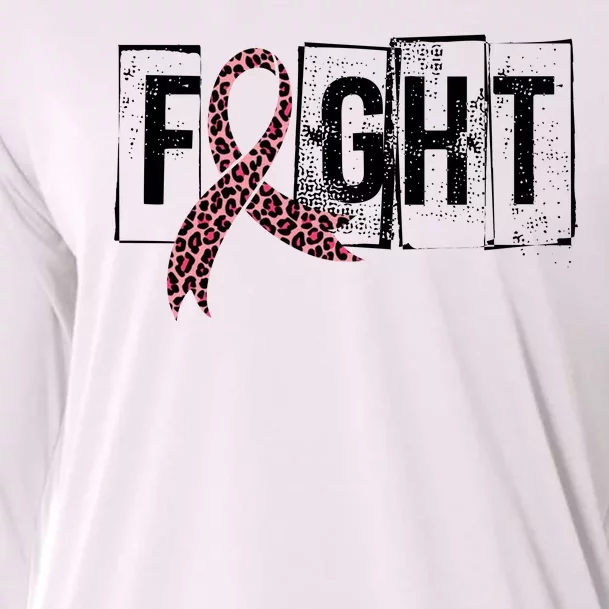 Fight Breast Cancer Awareness Leopard Ribbon Cooling Performance Long Sleeve Crew