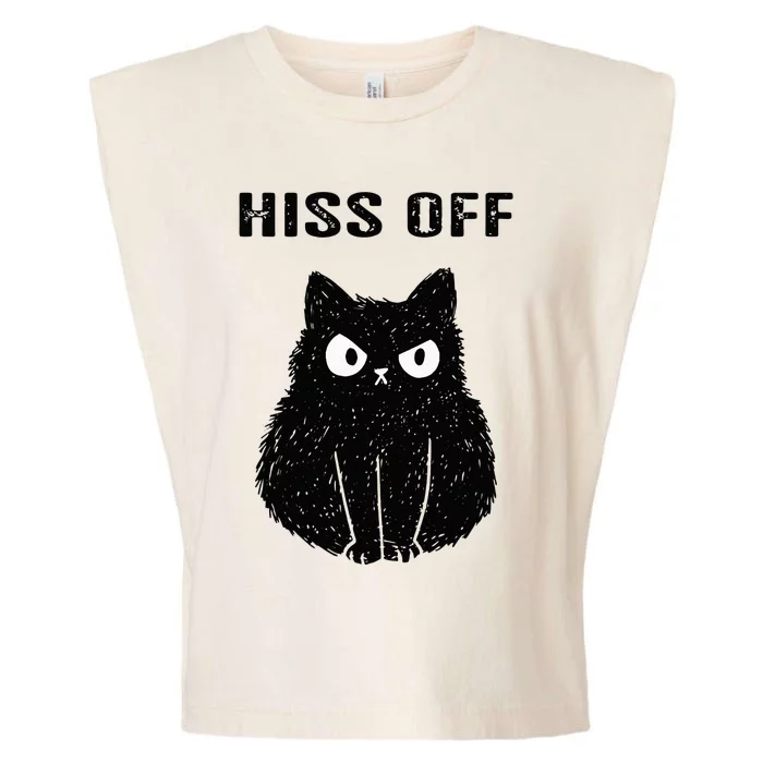 Funny Black Cat Hiss Off Meow Cat Garment-Dyed Women's Muscle Tee