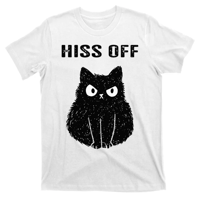 Funny Black Cat Hiss Off Meow Cat T-Shirt