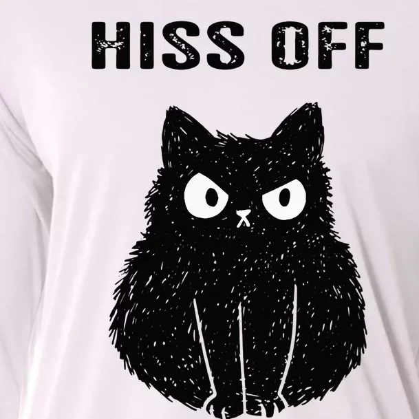 Funny Black Cat Hiss Off Meow Cat Cooling Performance Long Sleeve Crew