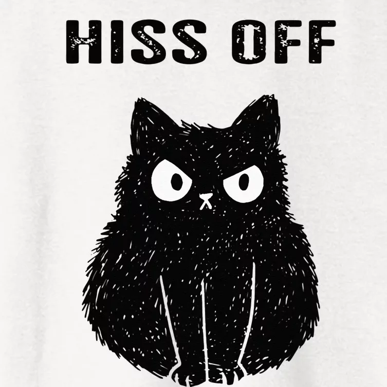 Funny Black Cat Hiss Off Meow Cat Women's Crop Top Tee