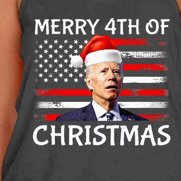 Funny Biden Confused Merry Happy 4th Of July Christmas Flag Women's Knotted Racerback Tank