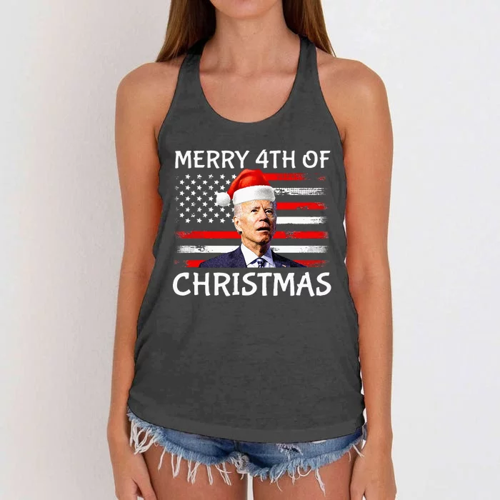 Funny Biden Confused Merry Happy 4th Of July Christmas Flag Women's Knotted Racerback Tank