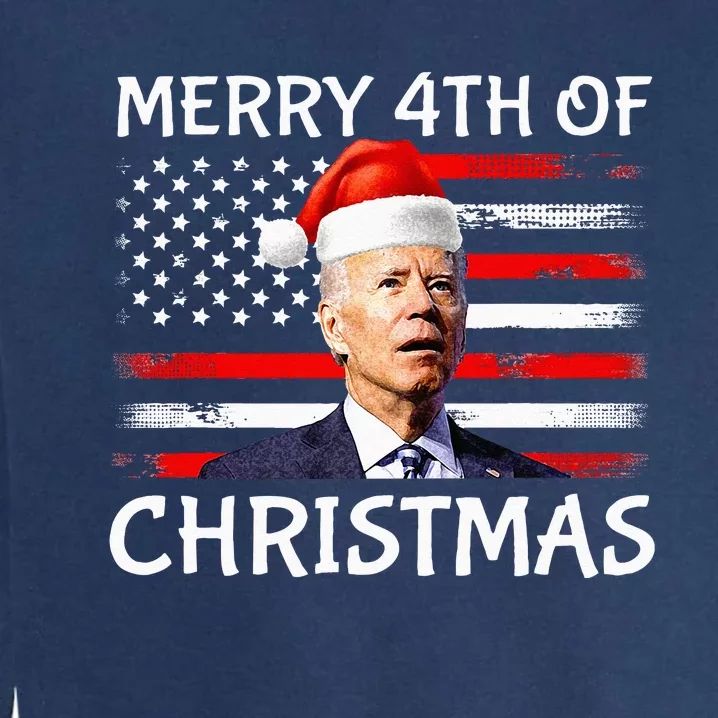 Funny Biden Confused Merry Happy 4th Of July Christmas Flag Garment-Dyed Sweatshirt