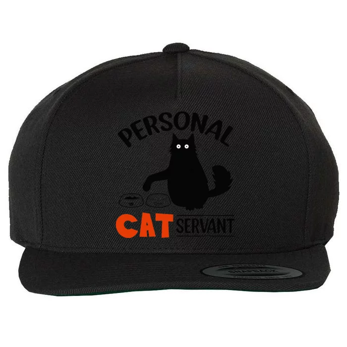 Funny Black Cat Personal Cat Servant Wool Snapback Cap