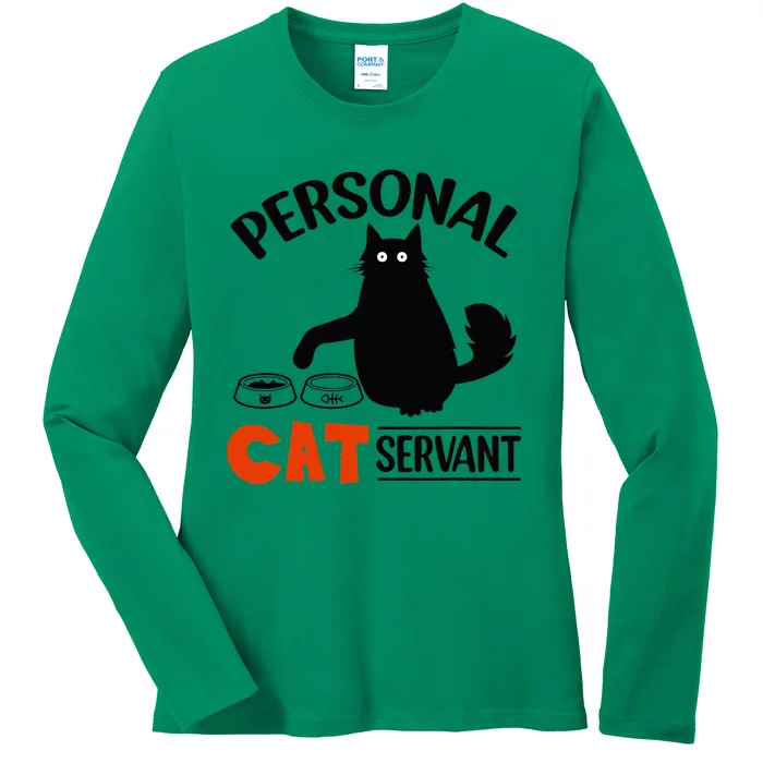 Funny Black Cat Personal Cat Servant Ladies Long Sleeve Shirt