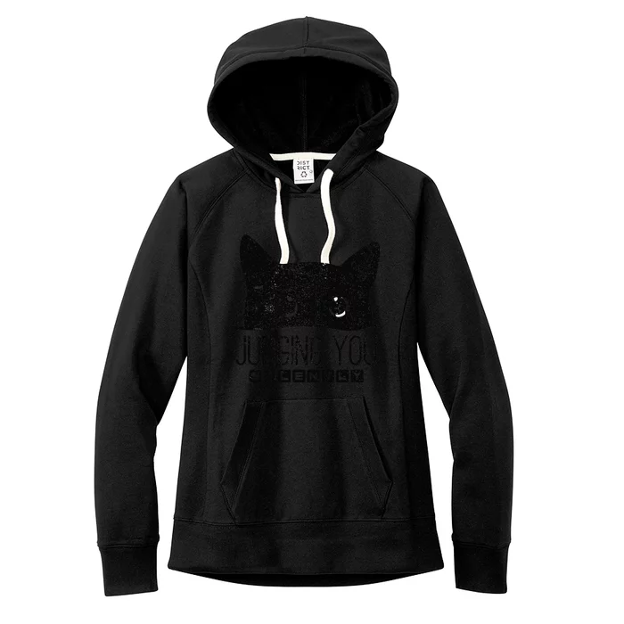 Funny Black Cat Judging You Silently Sarcastic Cat Mom Gift Women's Fleece Hoodie