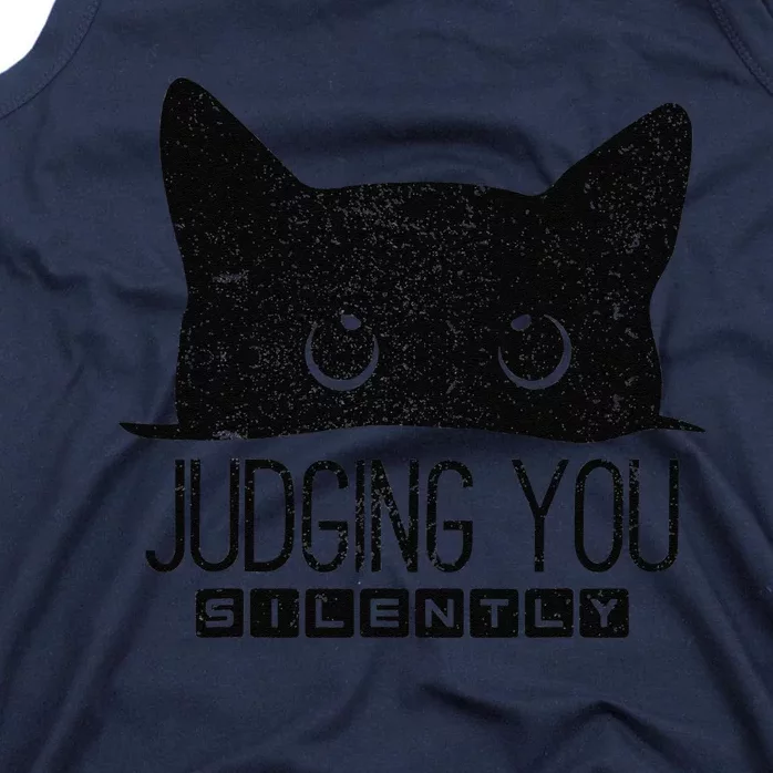 Funny Black Cat Judging You Silently Sarcastic Cat Mom Gift Tank Top