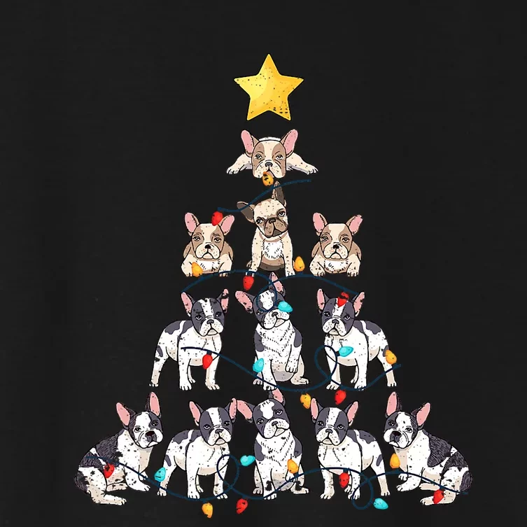 French Bulldog Christmas Tree Frenchie Dog Xmas PJs Pajamas Women's Crop Top Tee