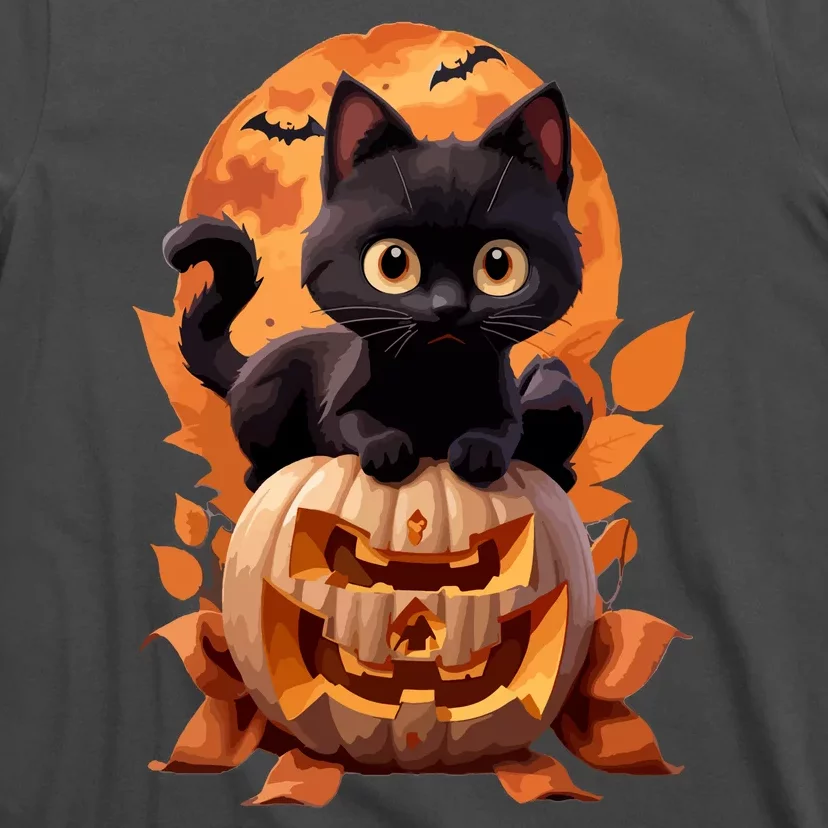 Funny Black Cat Halloween Pumpkin Cat Lover Gift T-Shirt