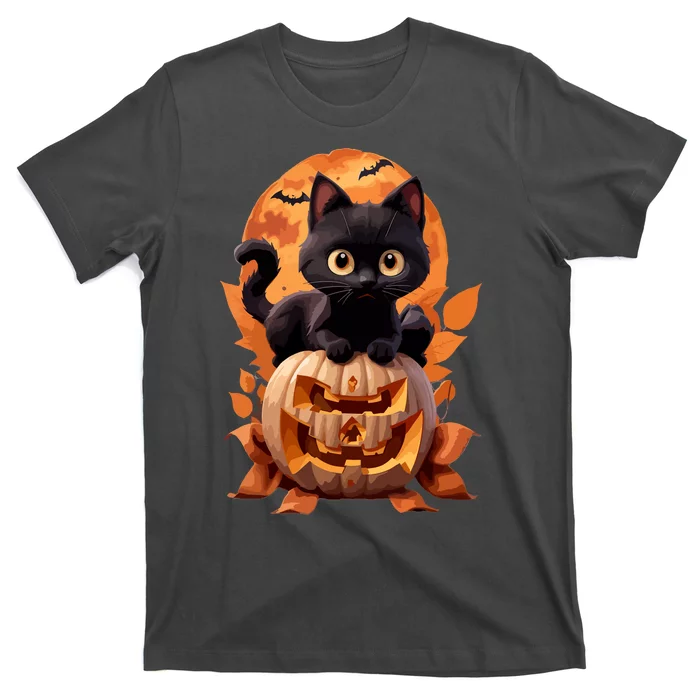 Funny Black Cat Halloween Pumpkin Cat Lover Gift T-Shirt