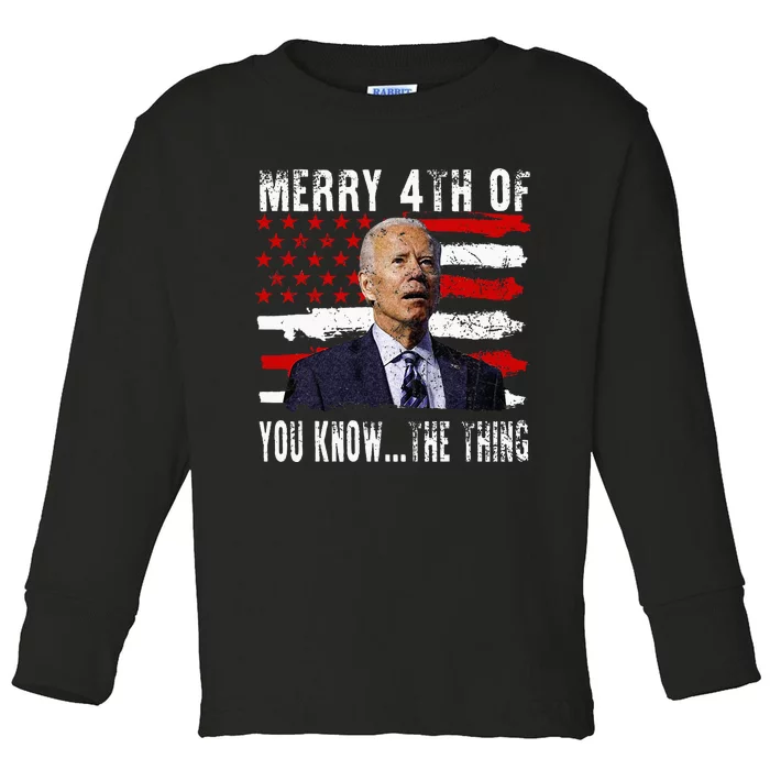 Funny Biden Confused Merry Happy 4th Of You Know...The Thing Toddler Long Sleeve Shirt