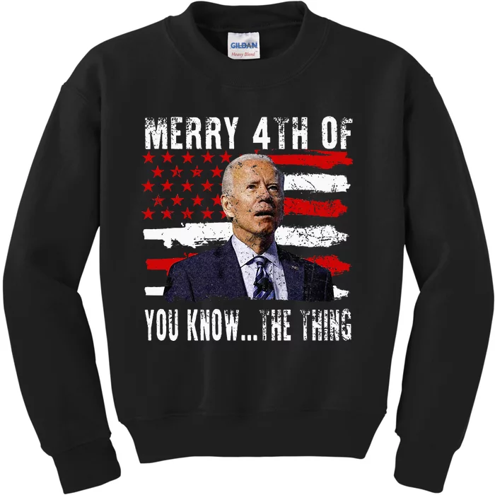 Funny Biden Confused Merry Happy 4th Of You Know...The Thing Kids Sweatshirt