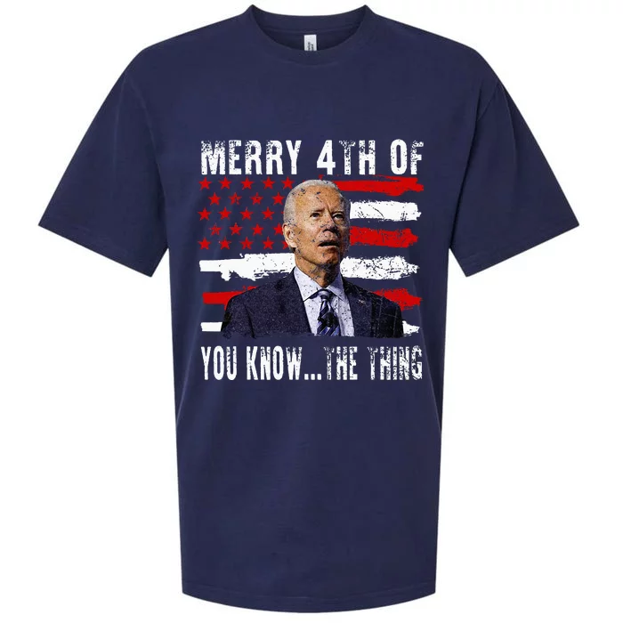 Funny Biden Confused Merry Happy 4th Of You Know...The Thing Sueded Cloud Jersey T-Shirt