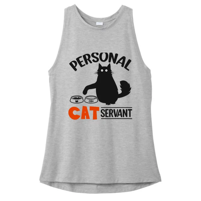 Funny Black Cat Personal Cat Servant Ladies Tri-Blend Wicking Tank