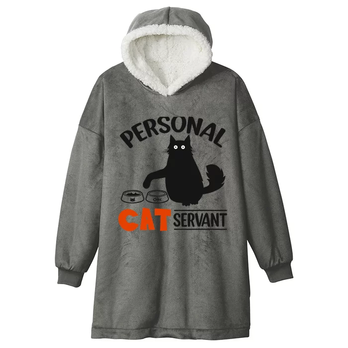 Funny Black Cat Personal Cat Servant Hooded Wearable Blanket