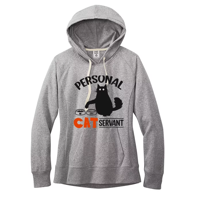 Funny Black Cat Personal Cat Servant Women's Fleece Hoodie