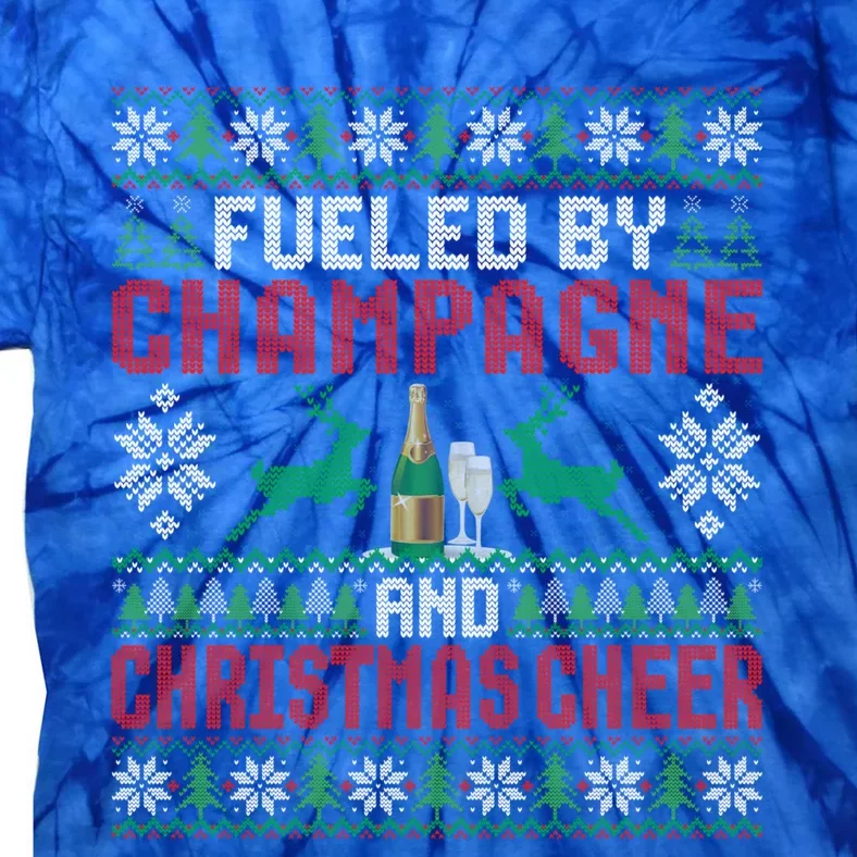 Fueled By Champagne And Christmas Cheer Ing Xmas Party Gift Tie-Dye T-Shirt