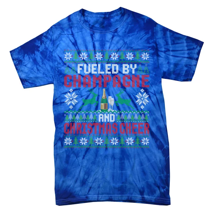 Fueled By Champagne And Christmas Cheer Ing Xmas Party Gift Tie-Dye T-Shirt