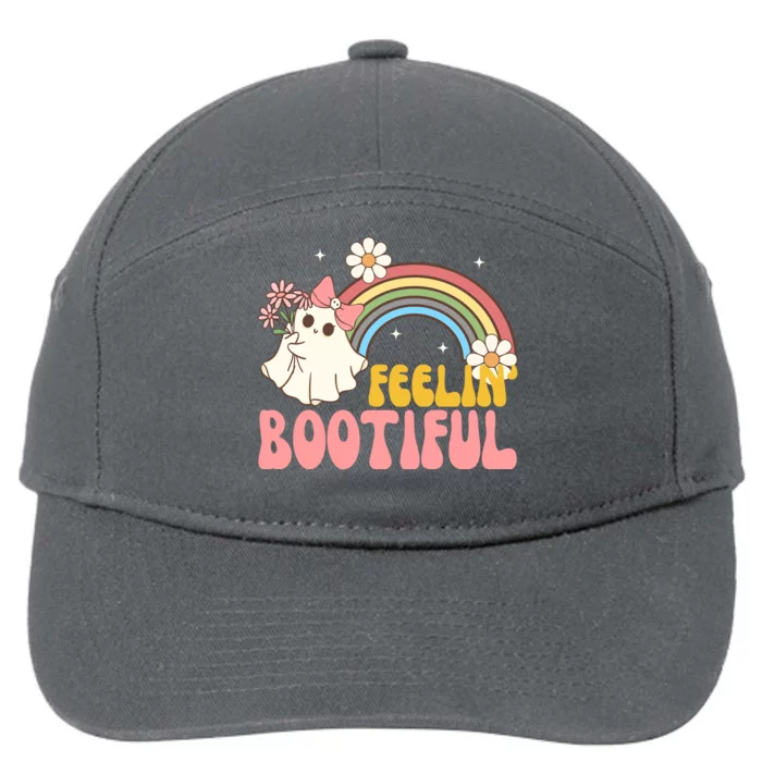 Feeling Bootiful Cute Retro Ghost Halloween 7-Panel Snapback Hat