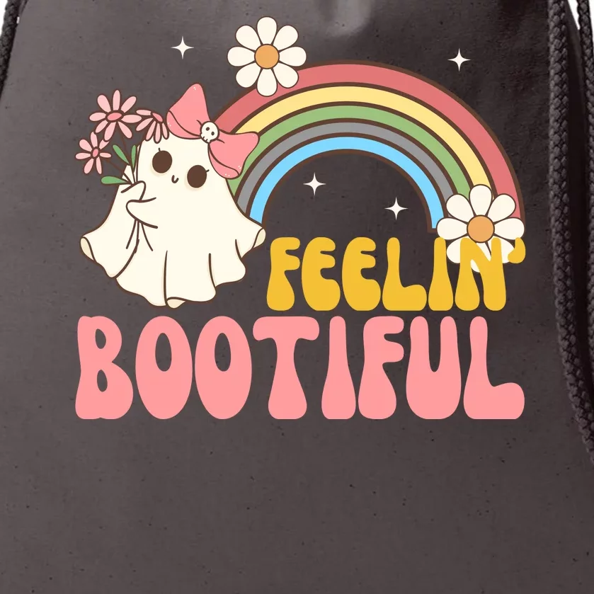 Feeling Bootiful Cute Retro Ghost Halloween Drawstring Bag